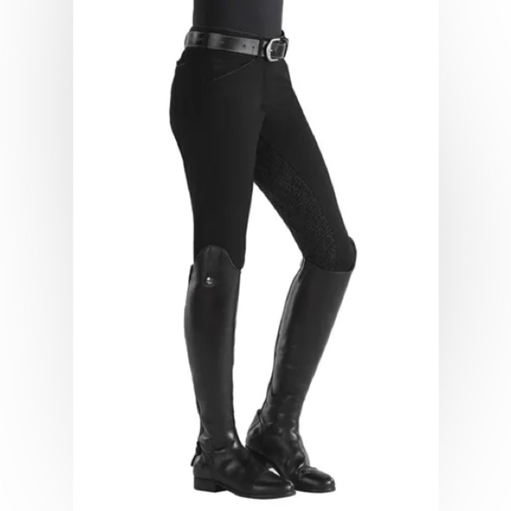Dover Saddlery Piped Full Seat Breech in Black/Tan